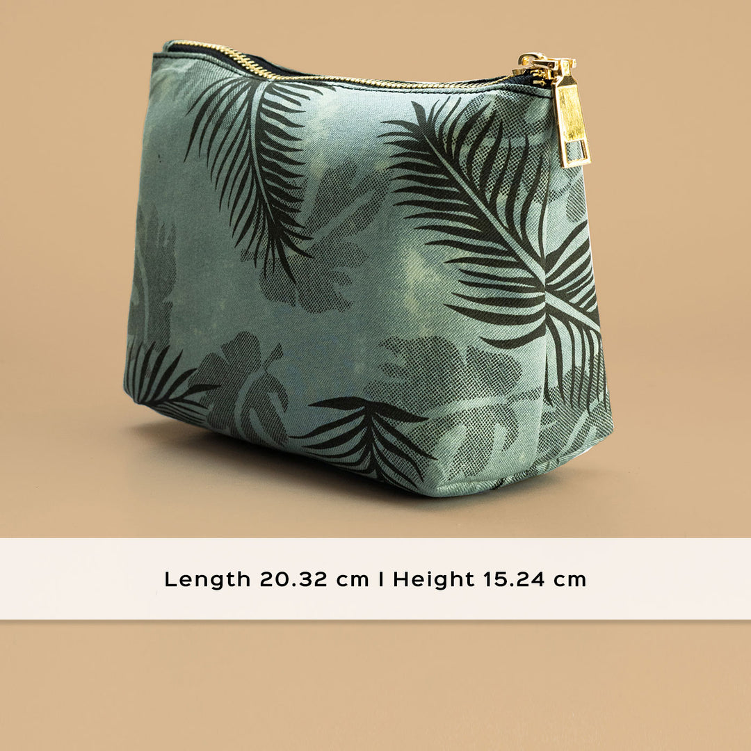 Faux Leather Tropical Green Travel Pouch