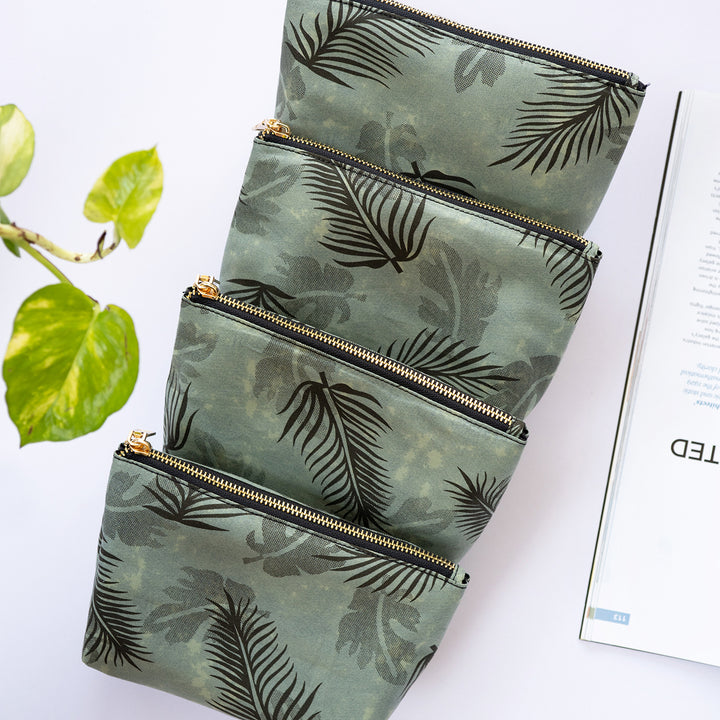 Faux Leather Tropical Green Travel Pouch