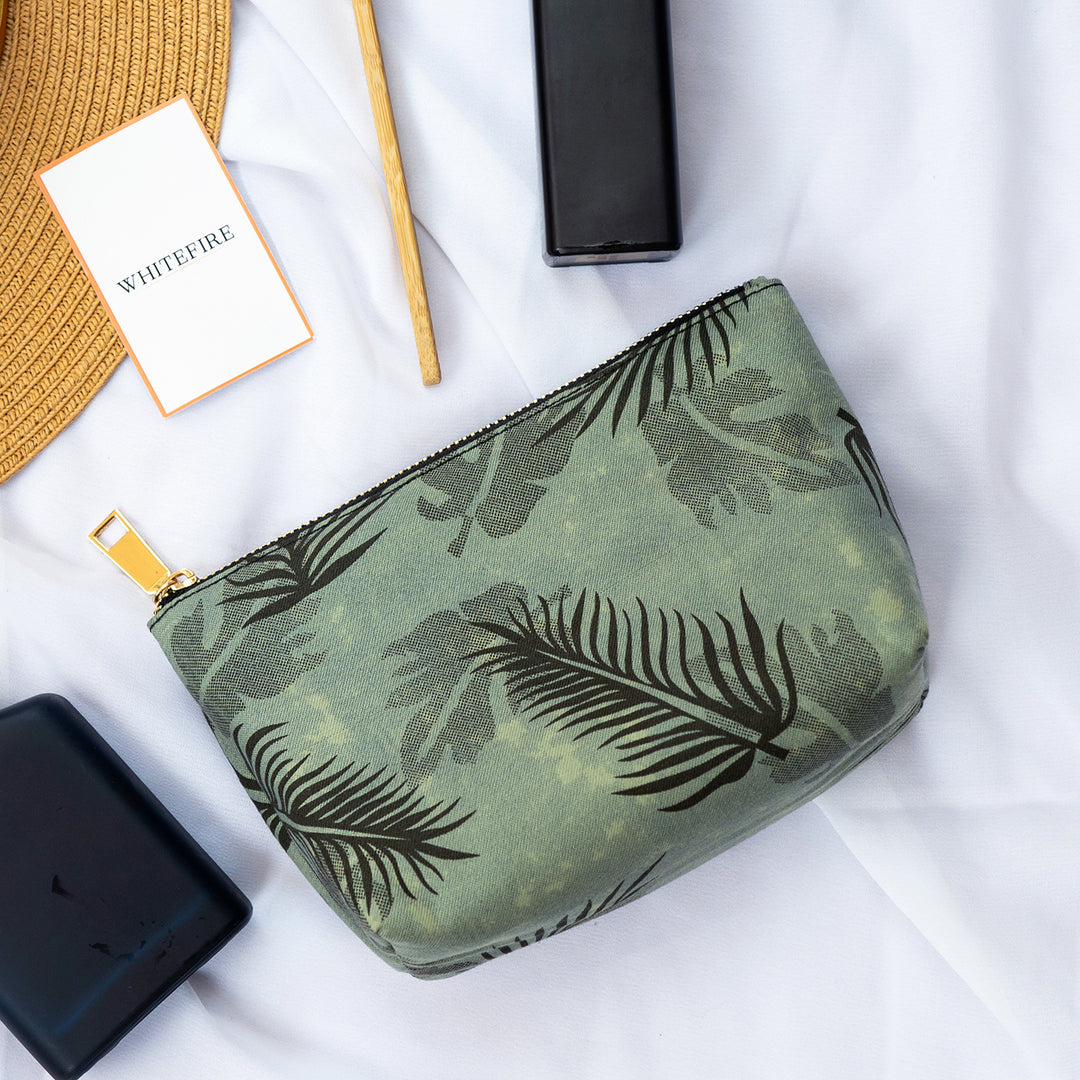 Faux Leather Tropical Green Travel Pouch