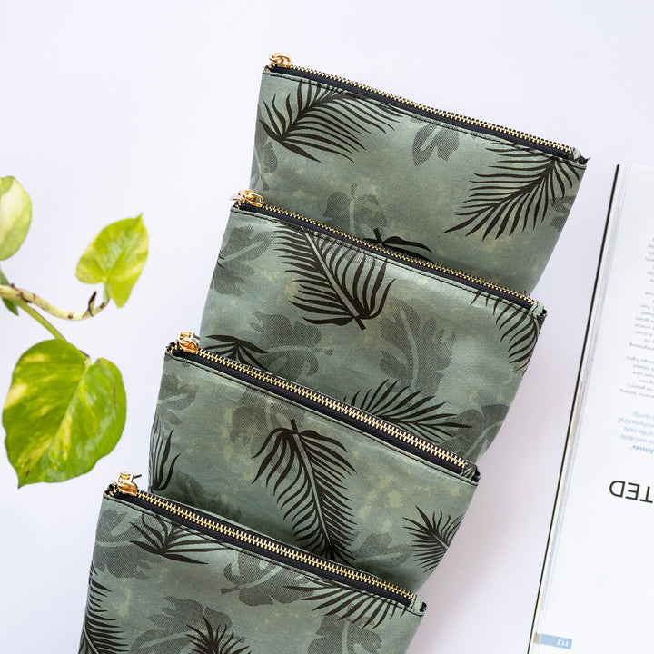 Faux Leather Tropical Green Travel Pouch