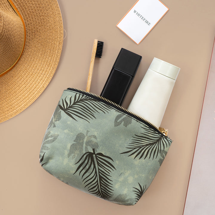 Faux Leather Tropical Green Travel Pouch