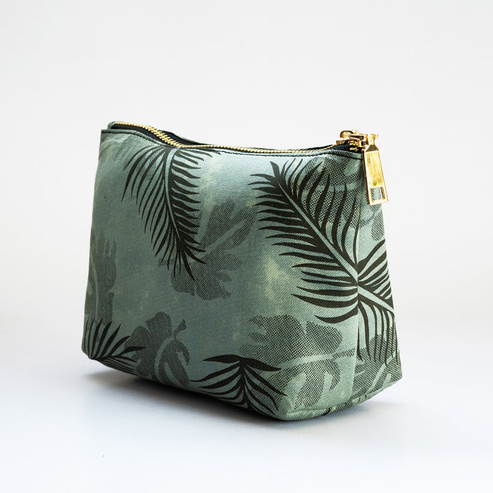 Faux Leather Tropical Green Travel Pouch