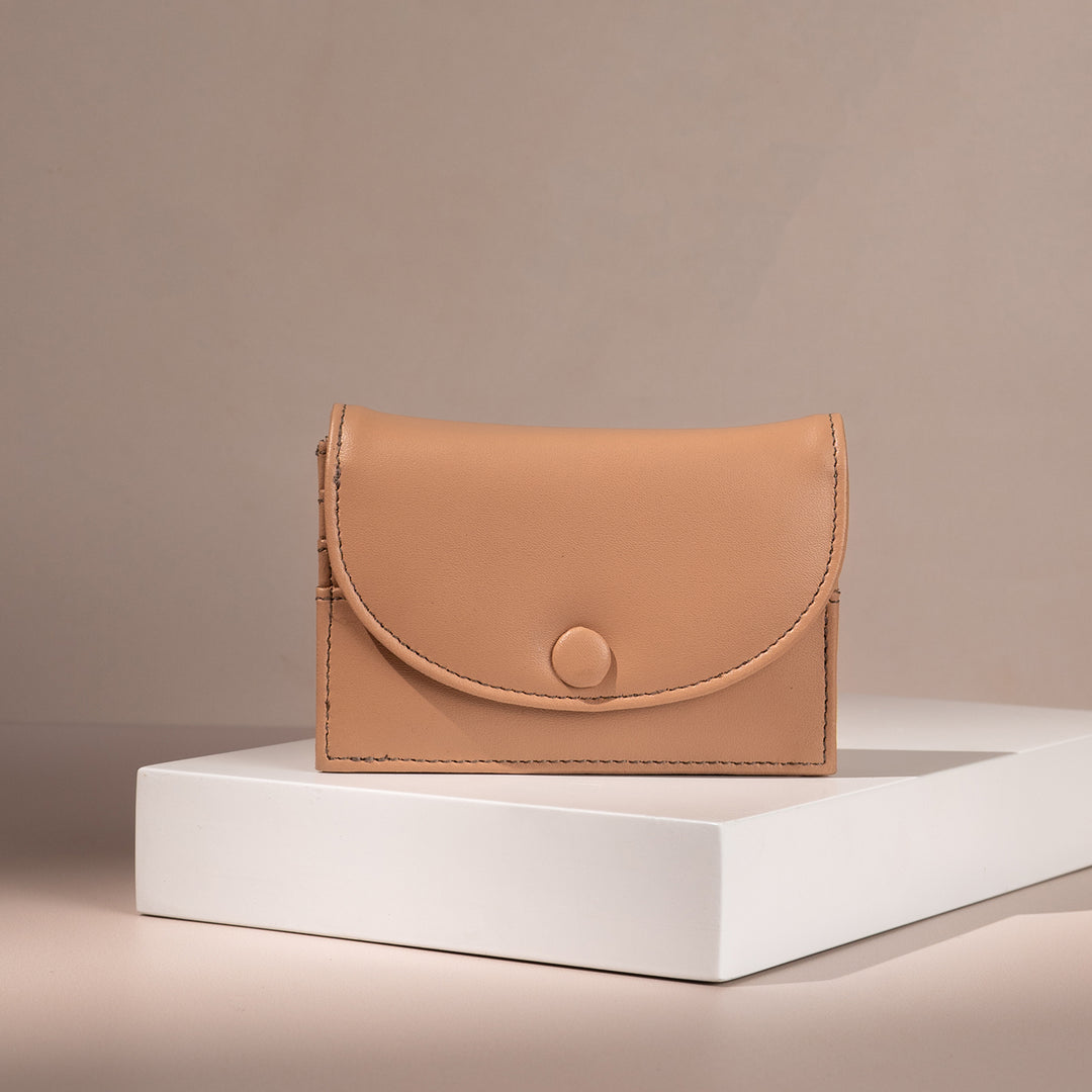 Faux Leather Mini Wallet - Warm Peach