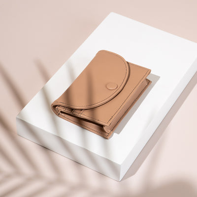 Faux Leather Mini Wallet - Warm Peach