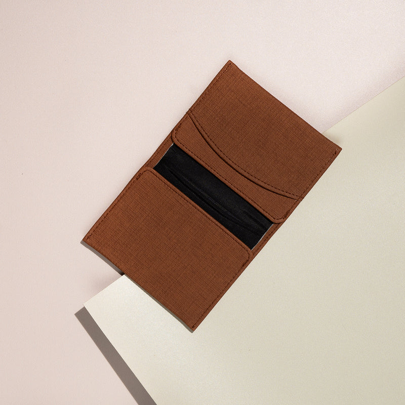 Faux Leather Slim Wallet - Almond Brown