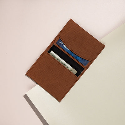 Faux Leather Slim Wallet - Almond Brown
