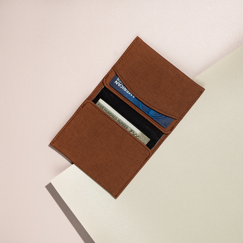 Faux Leather Slim Wallet - Almond Brown