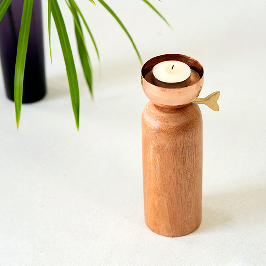 Copper and Wood Astra Tealight