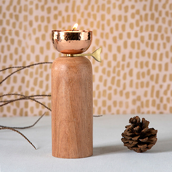Copper and Wood Astra Tealight