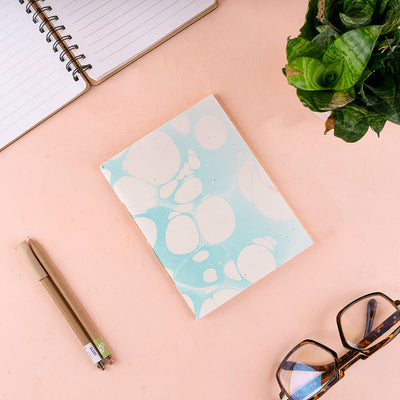 Abstract Marbled Notebook With Handmade Paper