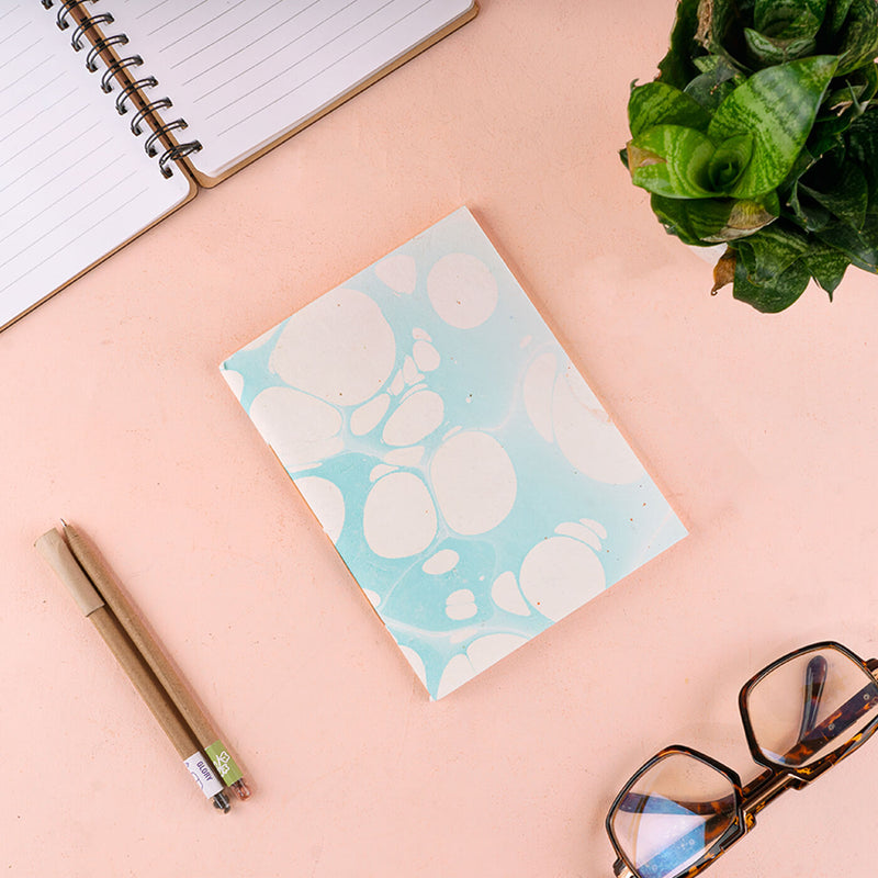 Abstract Marbled Notebook With Handmade Paper