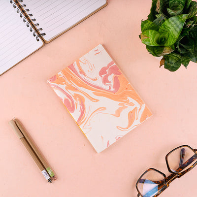 Abstract Marbled Notebook With Handmade Paper