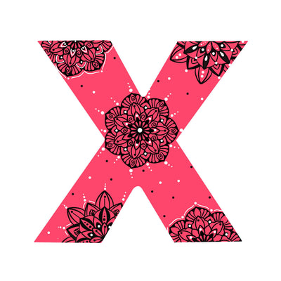 Wall Mountable & Tabletop Mandala Doodle Alphabet - Coral Red