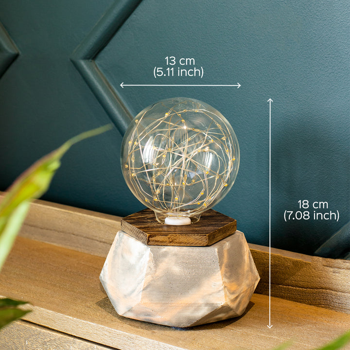 Handcrafted Concrete Hexa Magic LED Lamp With Edison Bulb