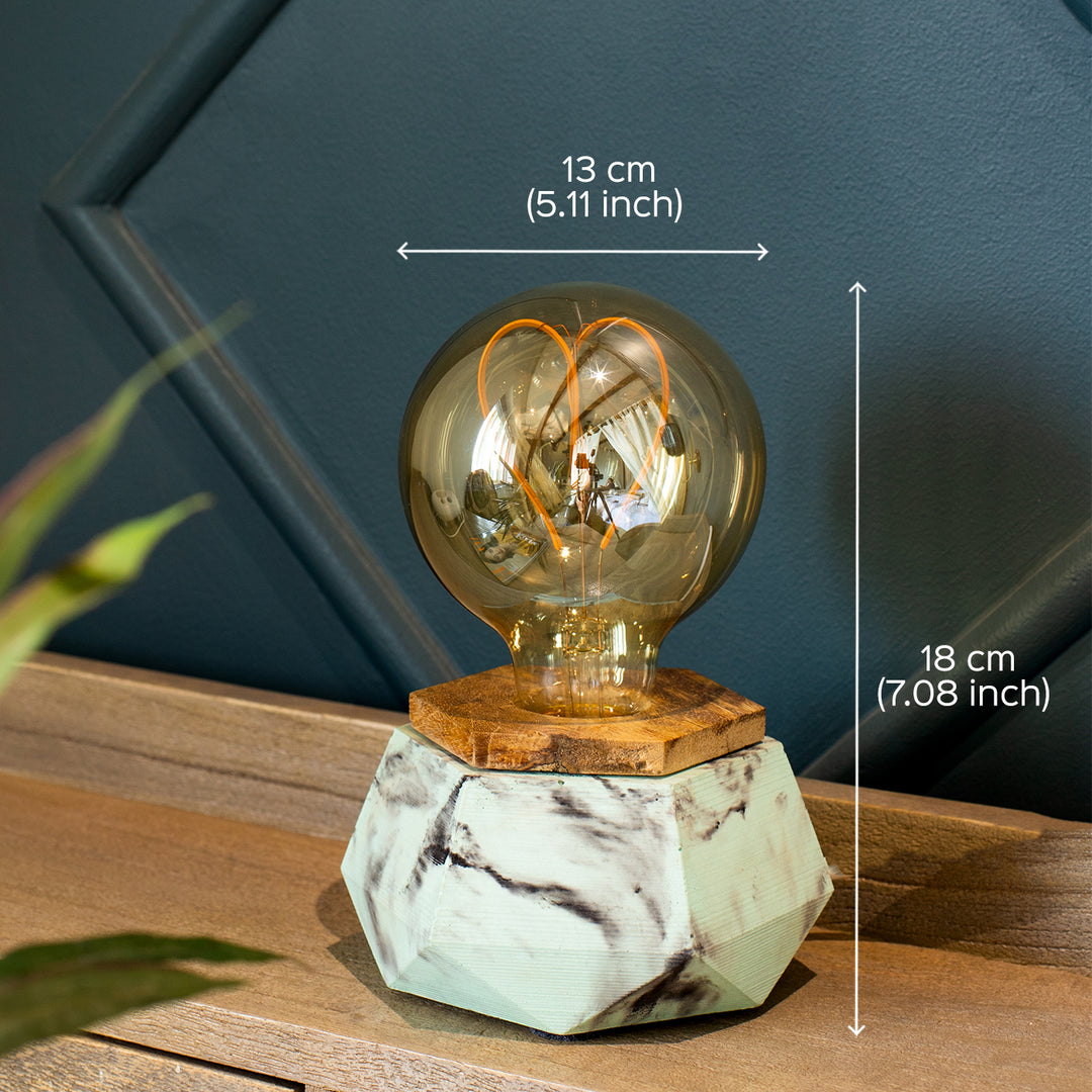 Handcrafted Concrete Hexa Magic Heart LED Lamp With Edison Bulb