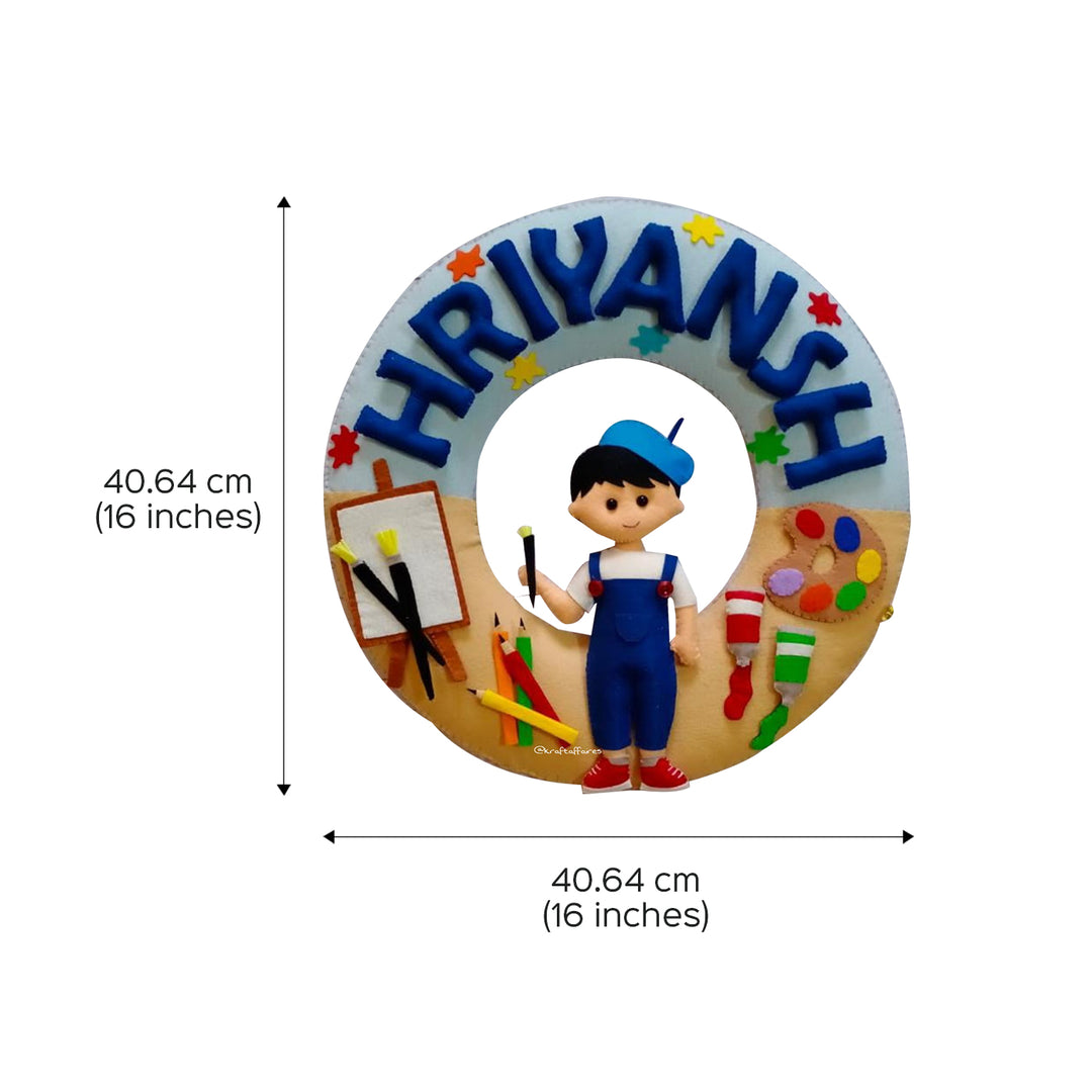 Hand-stitched Artistic Theme Felt Wall Nameplate For Kids