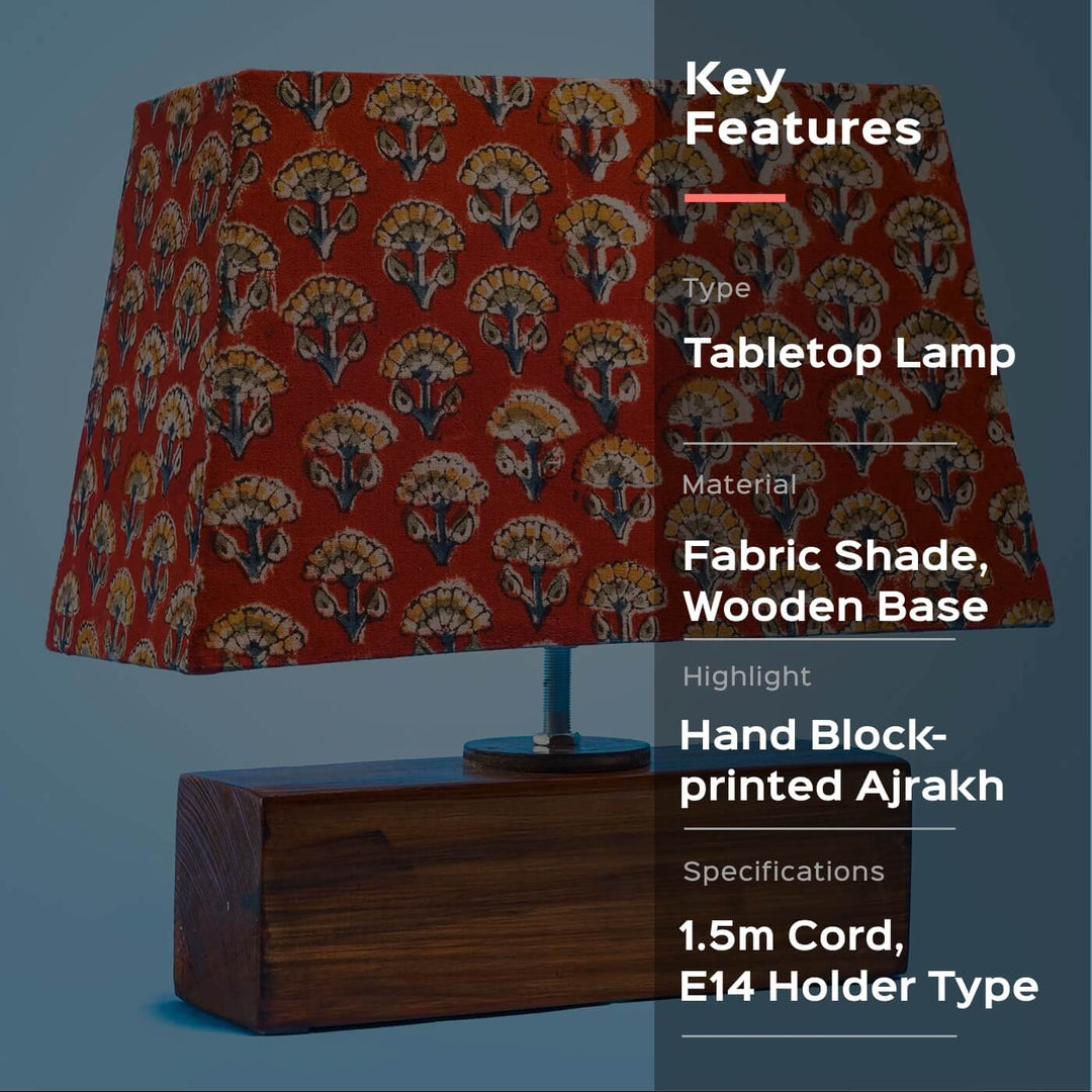 Handcrafted Ajrakh Fabric Lamp