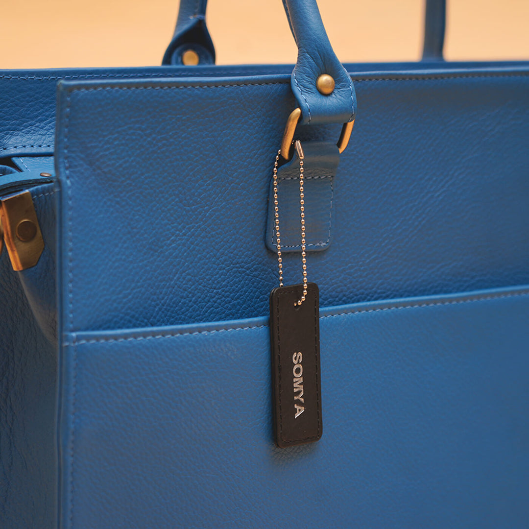 Personalized Chic Minimal Laptop Tote with Sling in Genuine Leather