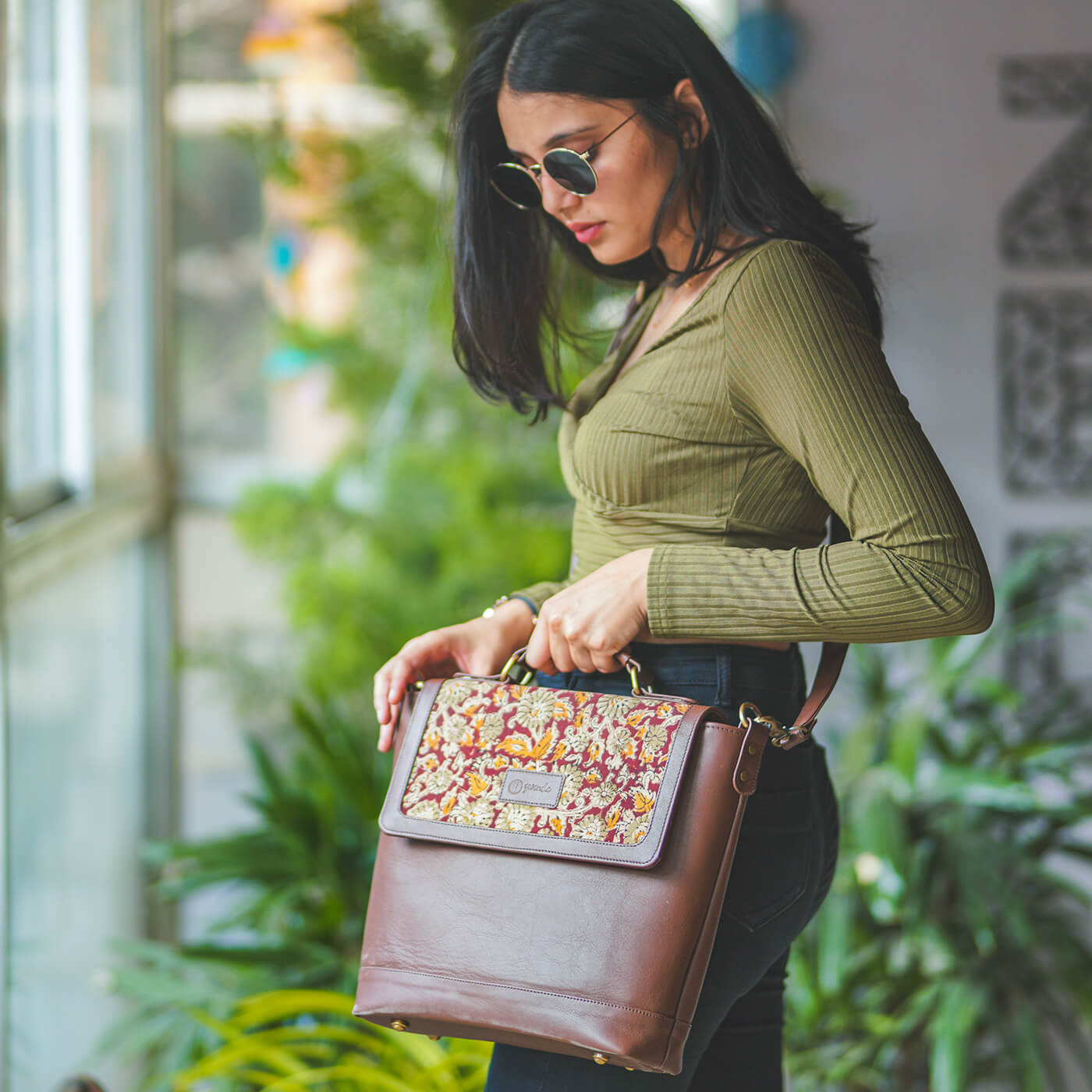 Buy Kalamkari Leather Sling Bag Online On Zwende