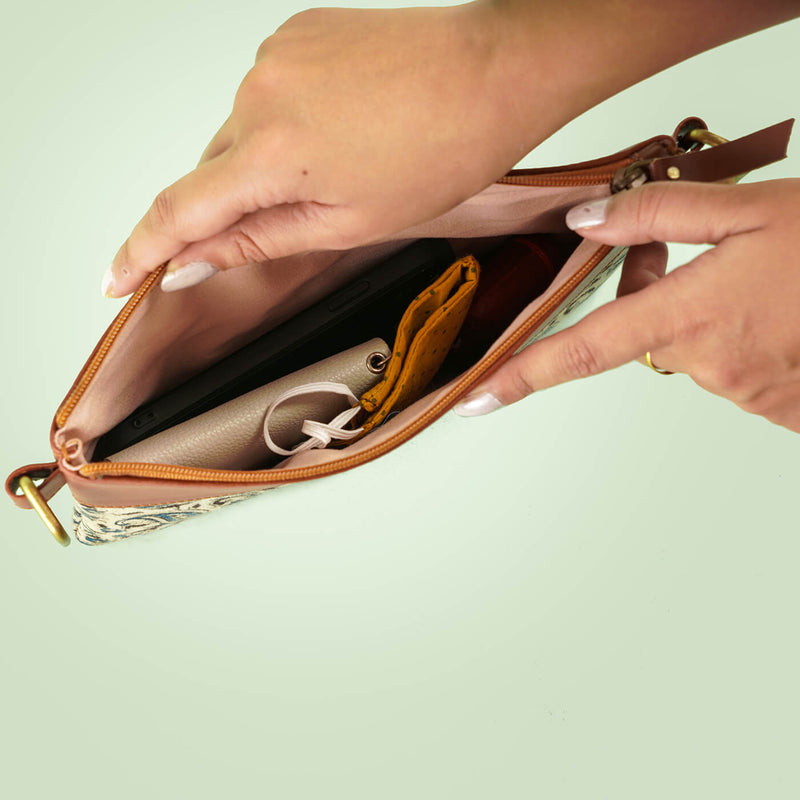 Ajrakh & Faux Leather Side Sling Bag