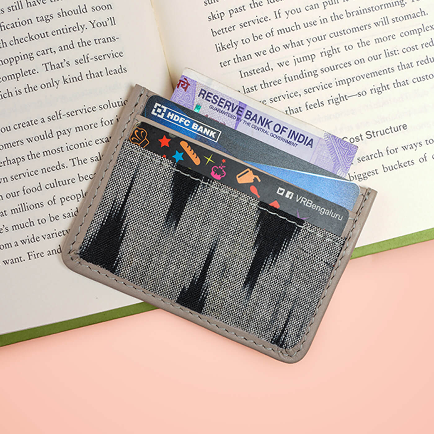 Buy Ikat Fabric and Leather Card Holder Online On Zwende