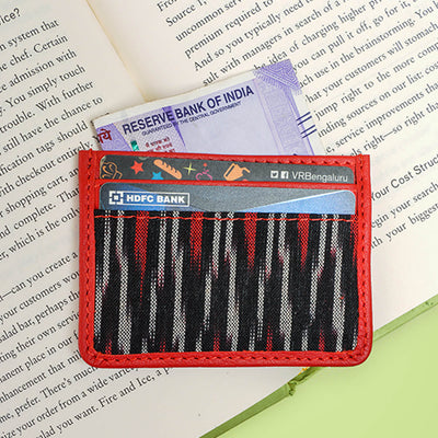 Ikat Fabric and Leather Card Holder