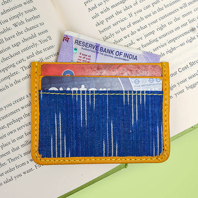 Ikat Fabric and Leather Card Holder