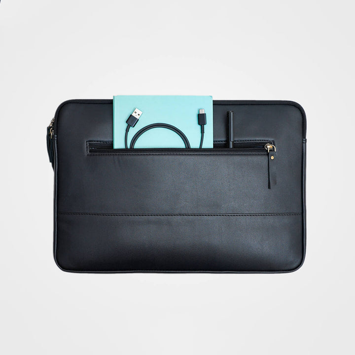 Sleek Faux Leather Personalized Laptop Sleeve