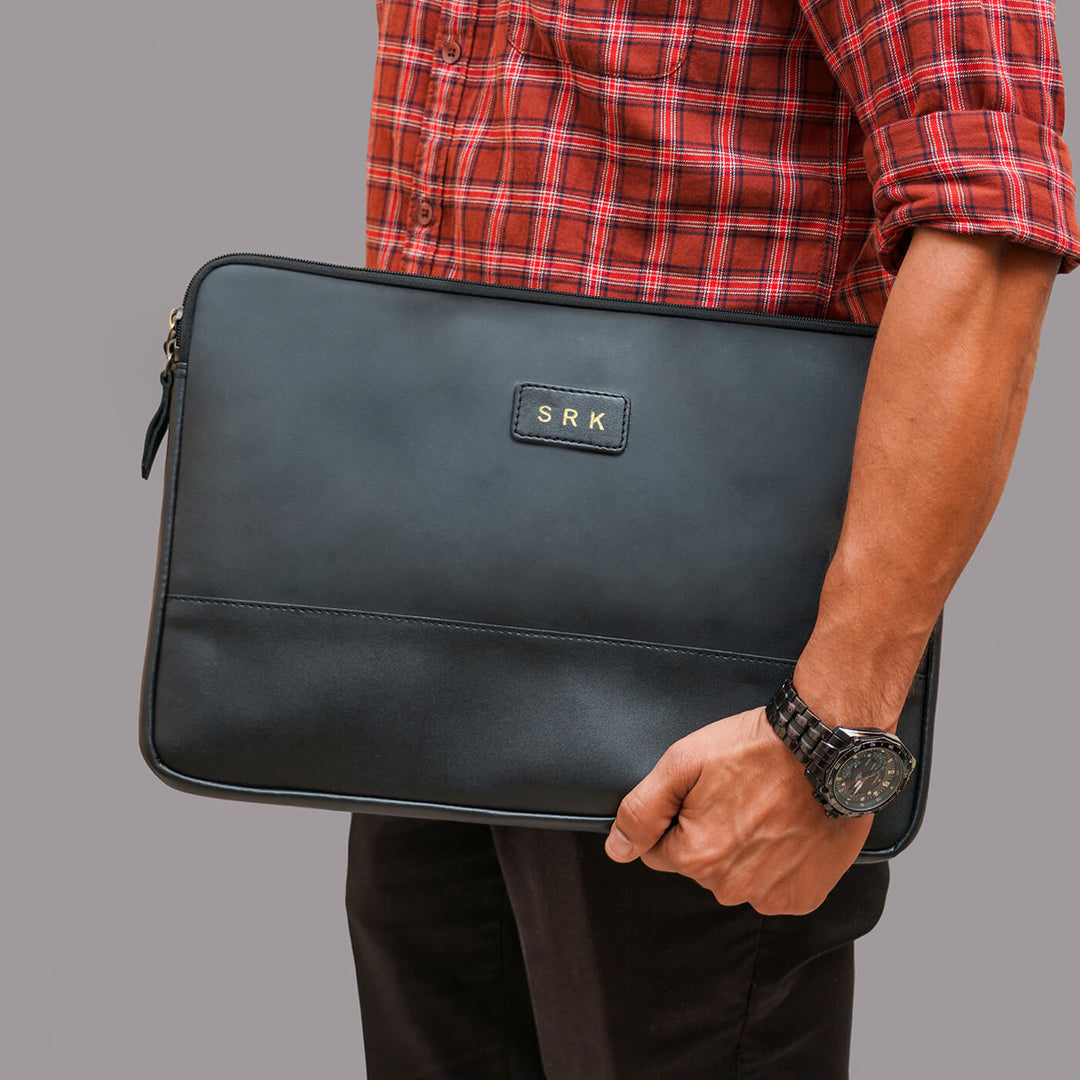 Sleek Faux Leather Personalized Laptop Sleeve