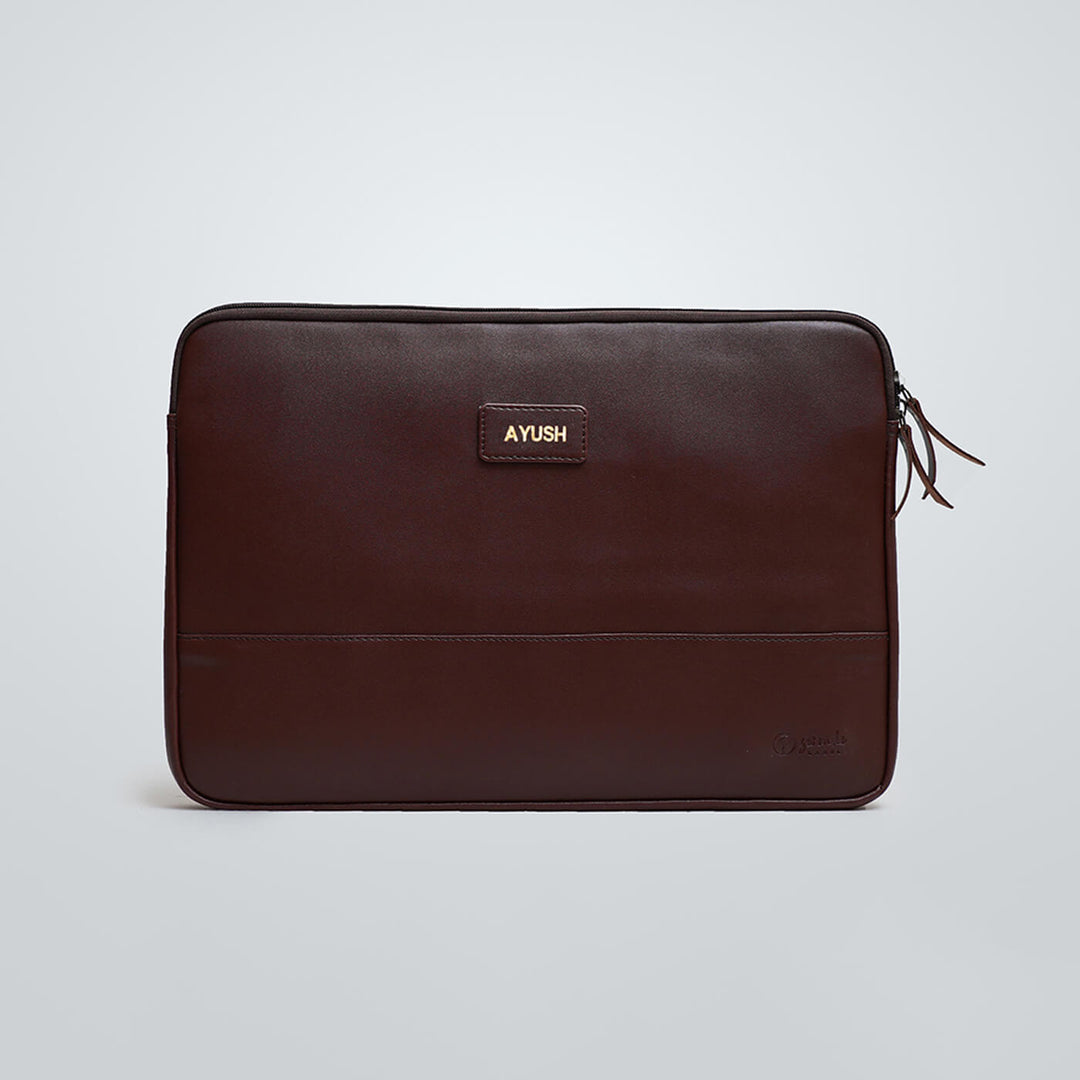 Sleek Faux Leather Personalized Laptop Sleeve