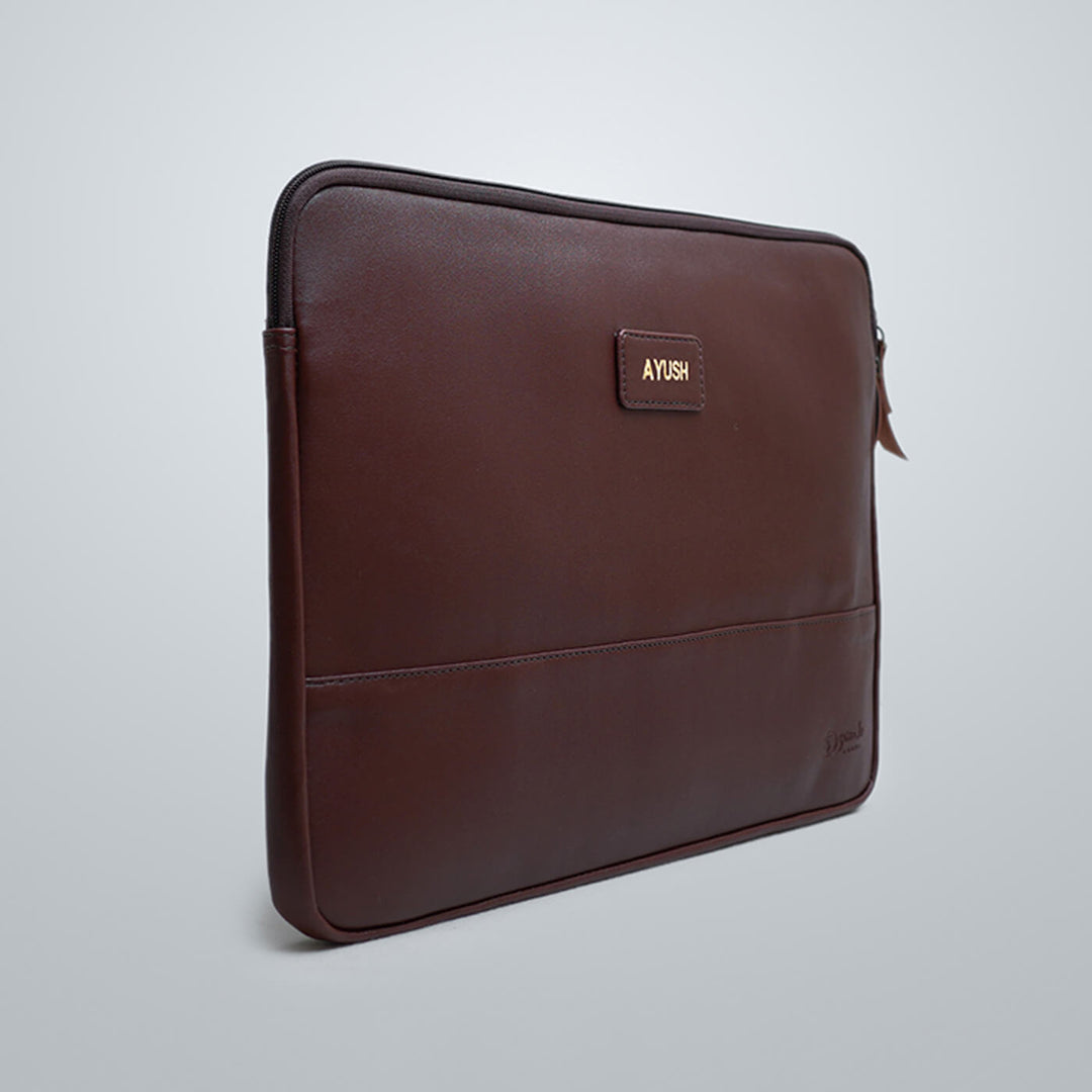 Sleek Faux Leather Personalized Laptop Sleeve