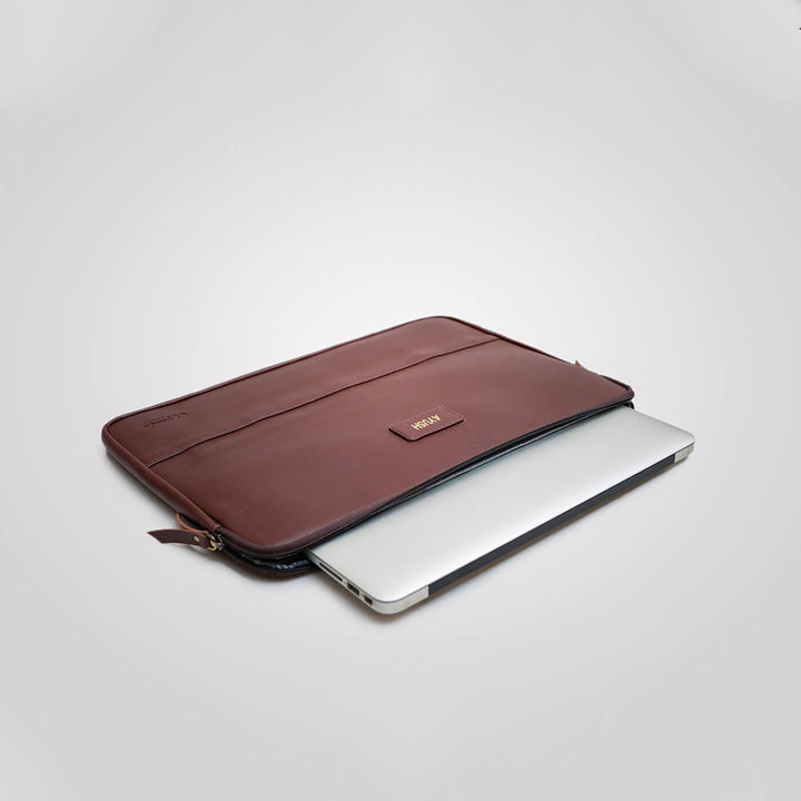Sleek Faux Leather Personalized Laptop Sleeve