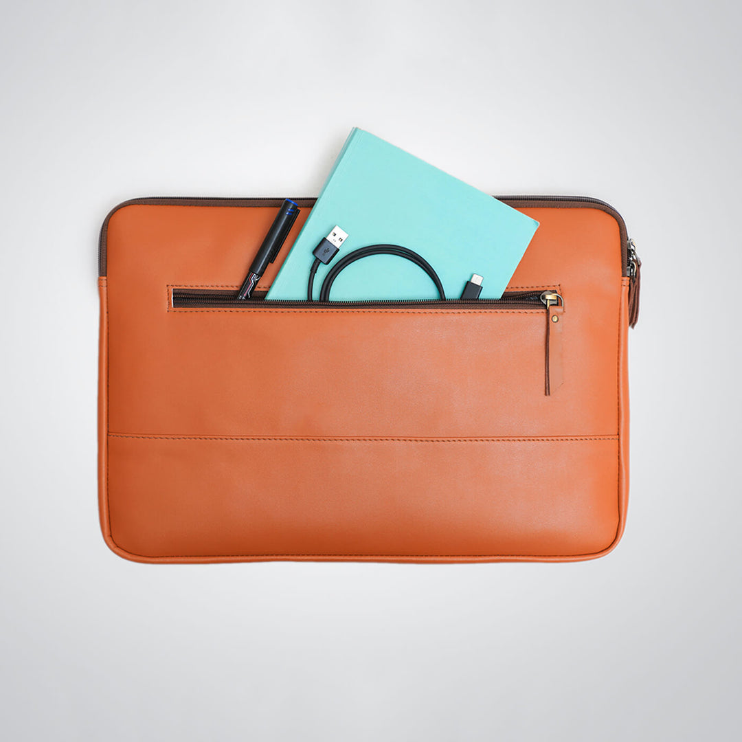 Sleek Faux Leather Personalized Laptop Sleeve