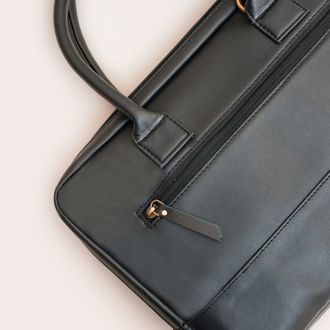 Sleek Faux Leather Personalized Laptop Bag