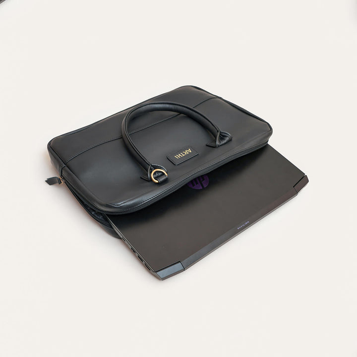 Sleek Faux Leather Personalized Laptop Bag