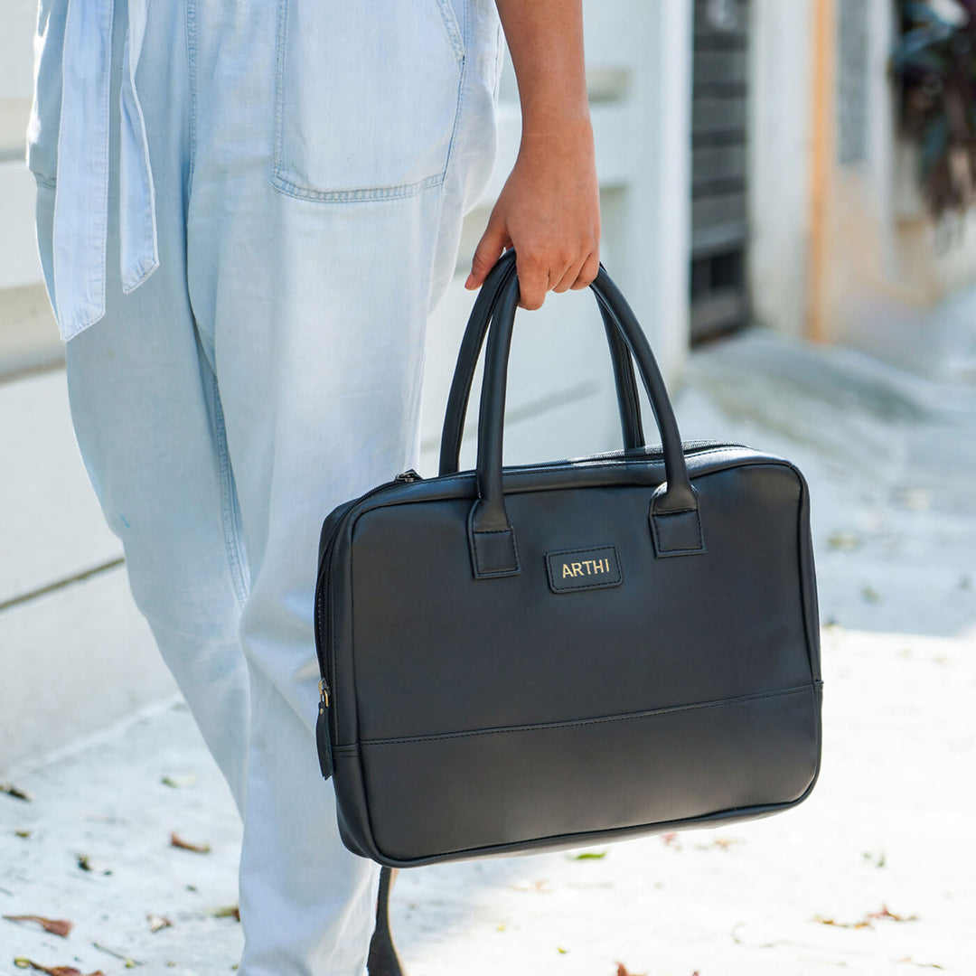 Buy Sleek Faux Leather Personalized Laptop Bag Online On Zwende