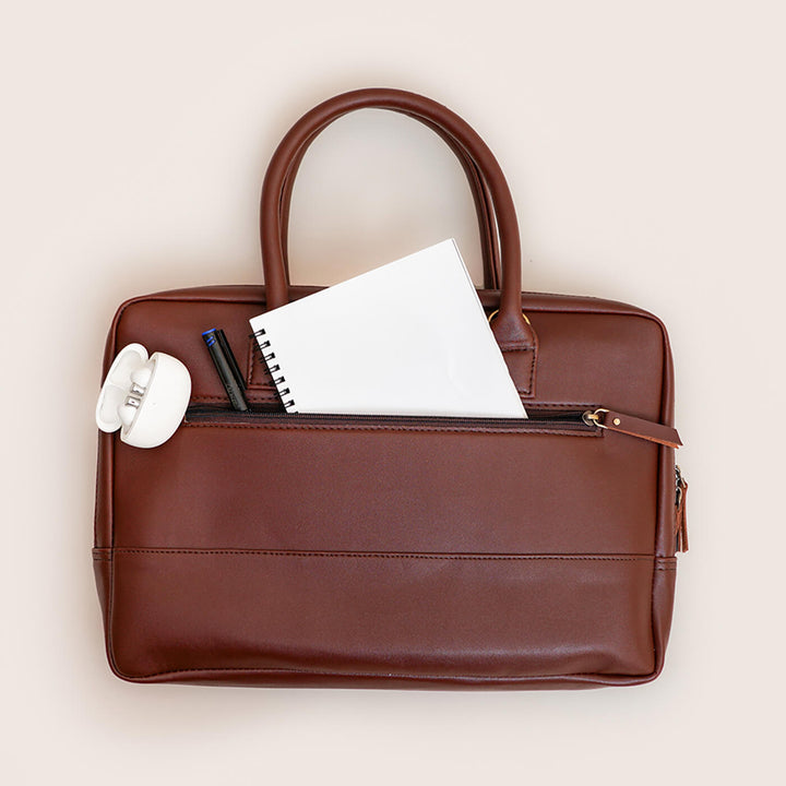 Sleek Faux Leather Personalized Laptop Bag