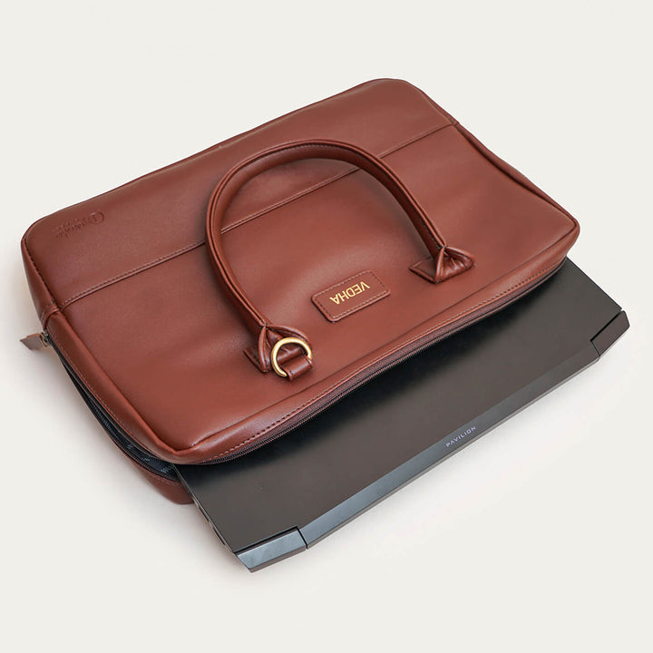 Sleek Faux Leather Personalized Laptop Bag