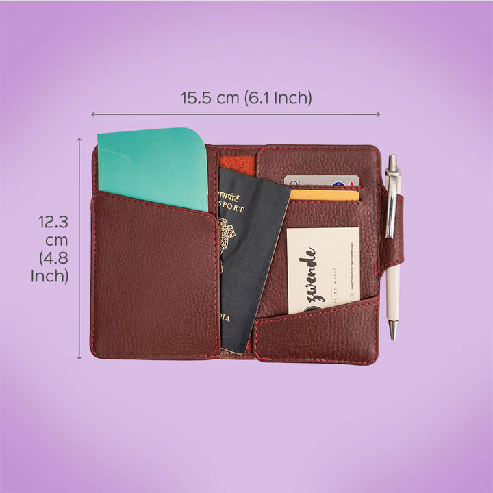 Customizable Leather Passport & Currency Case with Initials