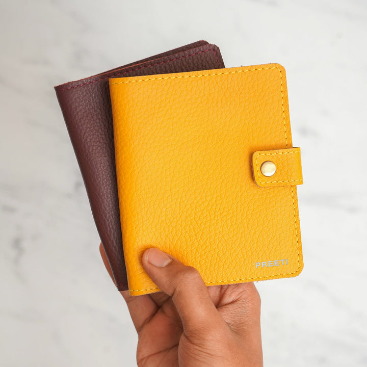 Him & Her - Personalized Leather Passport Sleeve For Couples With Button Closure