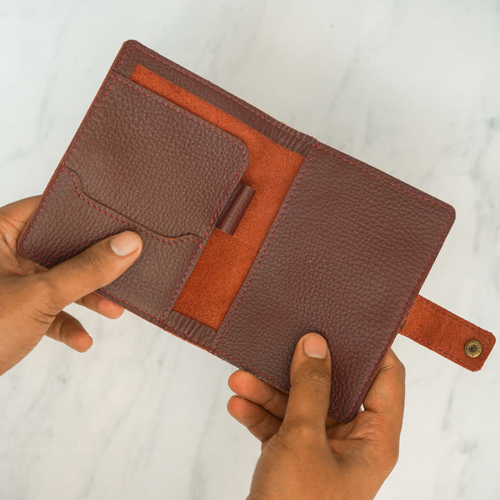 Him & Her - Personalized Leather Passport Sleeve For Couples With Button Closure