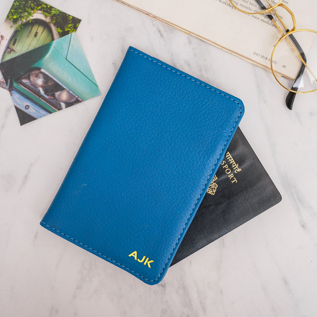 Customizable Leather Passport & Currency Case with Initials