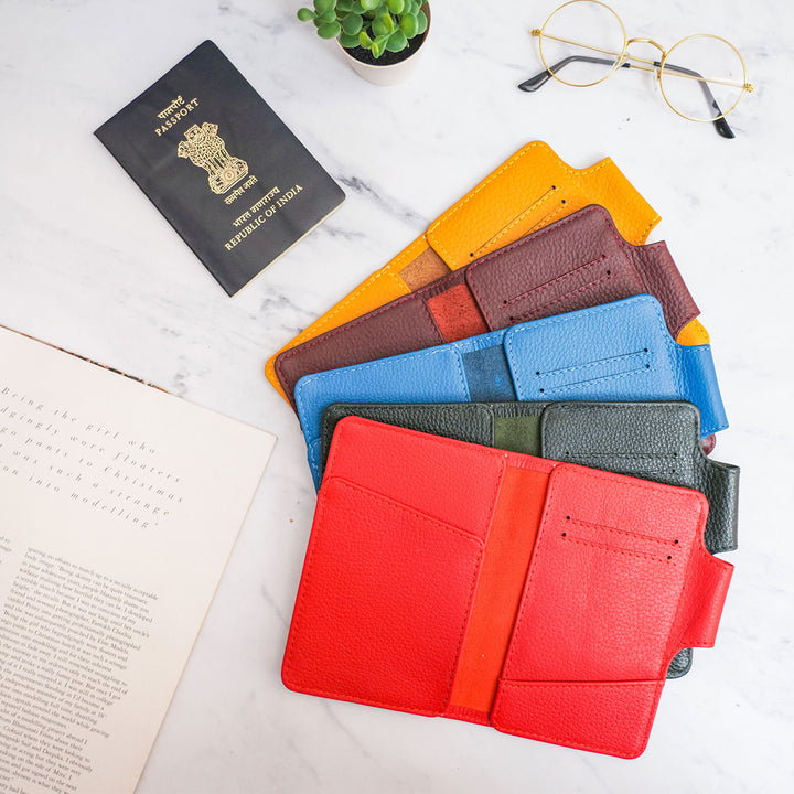 Him & Her Customizable Leather Passport & Currency Case for Couples