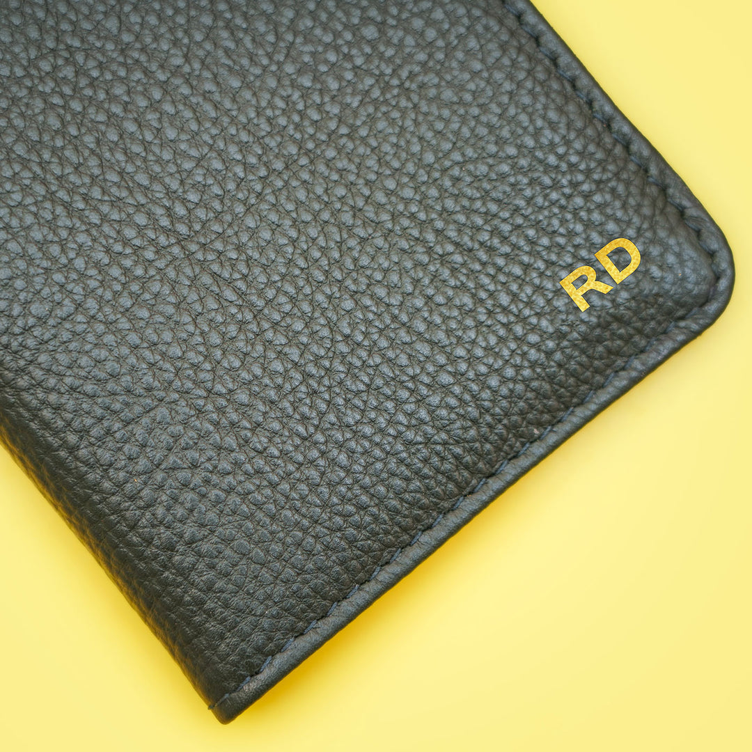 Customizable Leather Passport & Currency Case with Initials