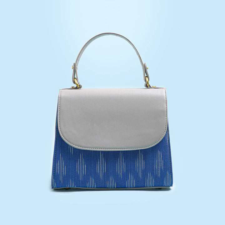 Blue Ikat & Faux Leather Sling Bag