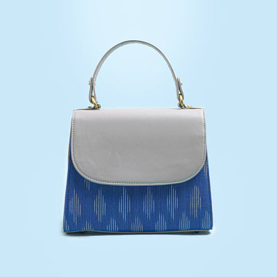 Blue Ikat & Faux Leather Sling Bag