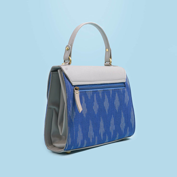 Blue Ikat & Faux Leather Sling Bag