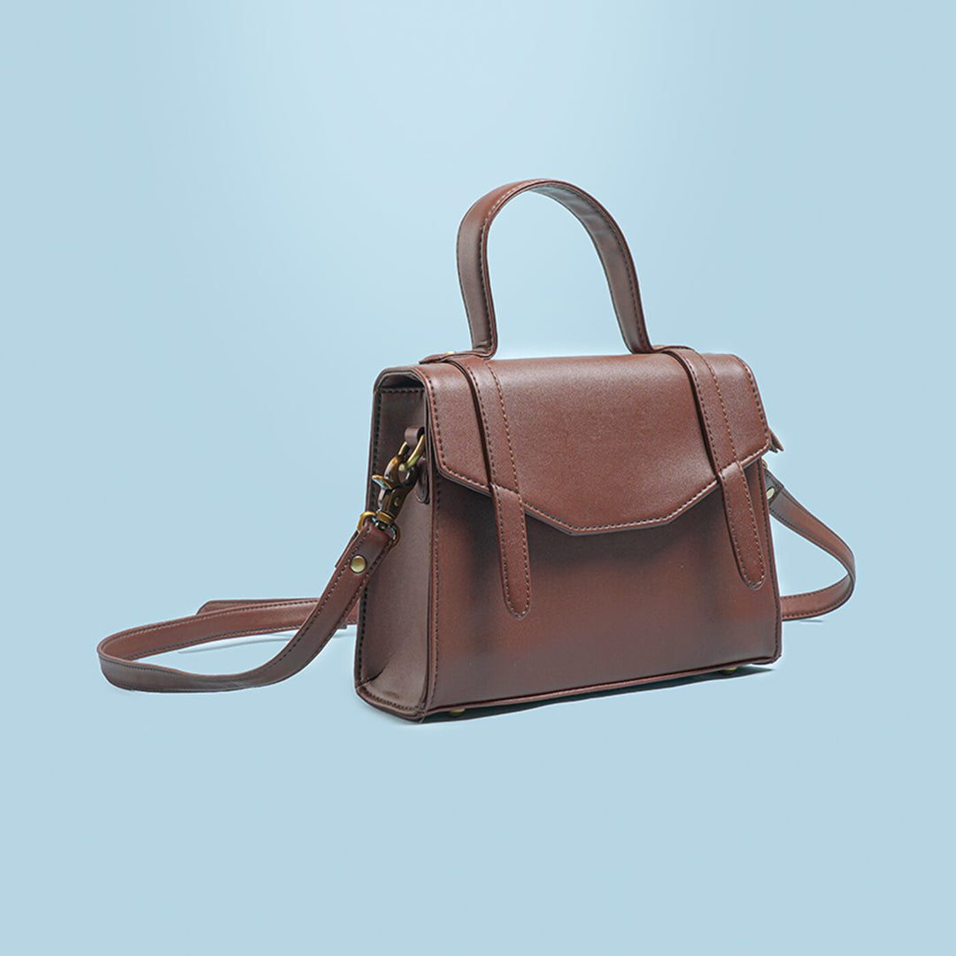 Brown Faux Leather Sling Bag