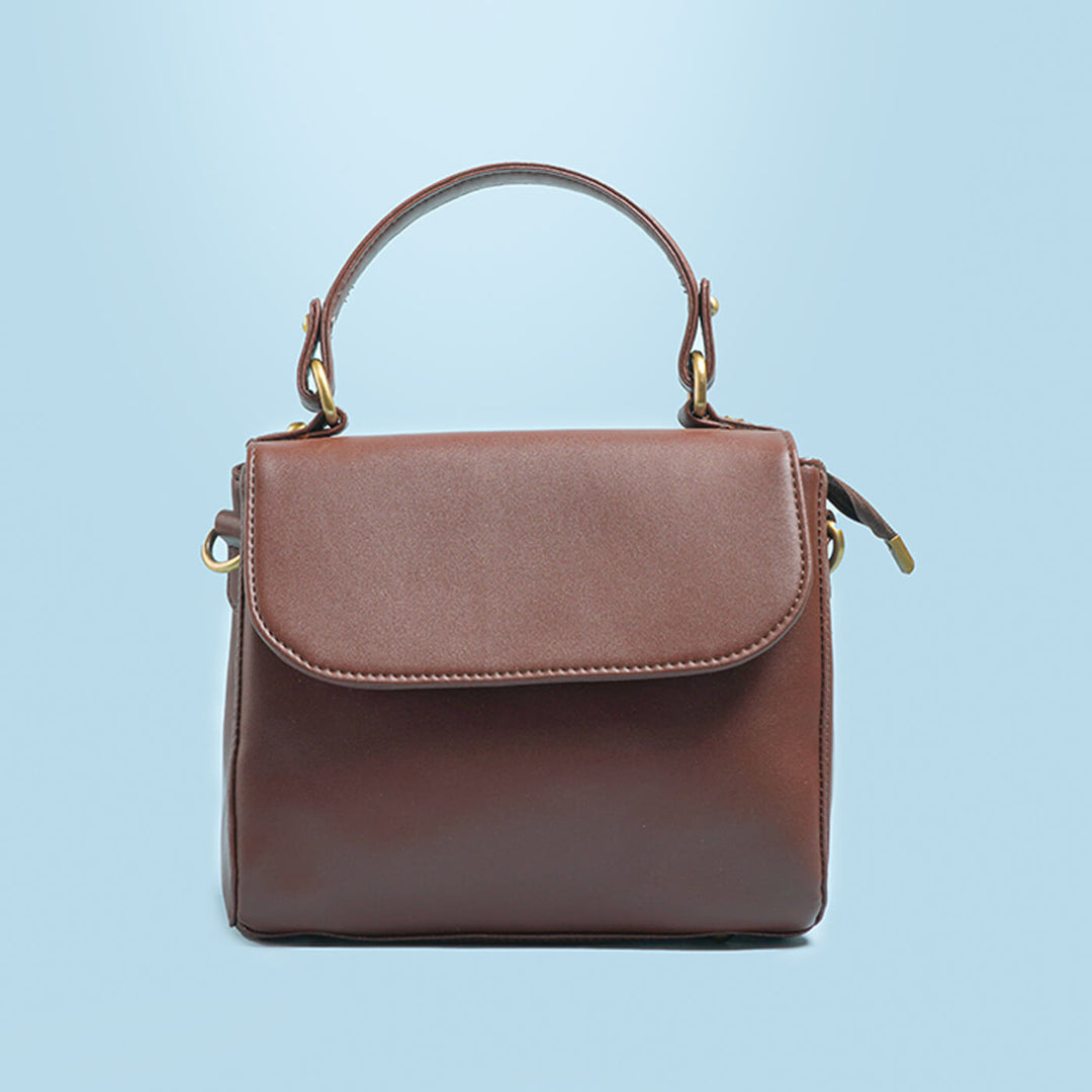 Dark Brown Faux Leather Sling Bag