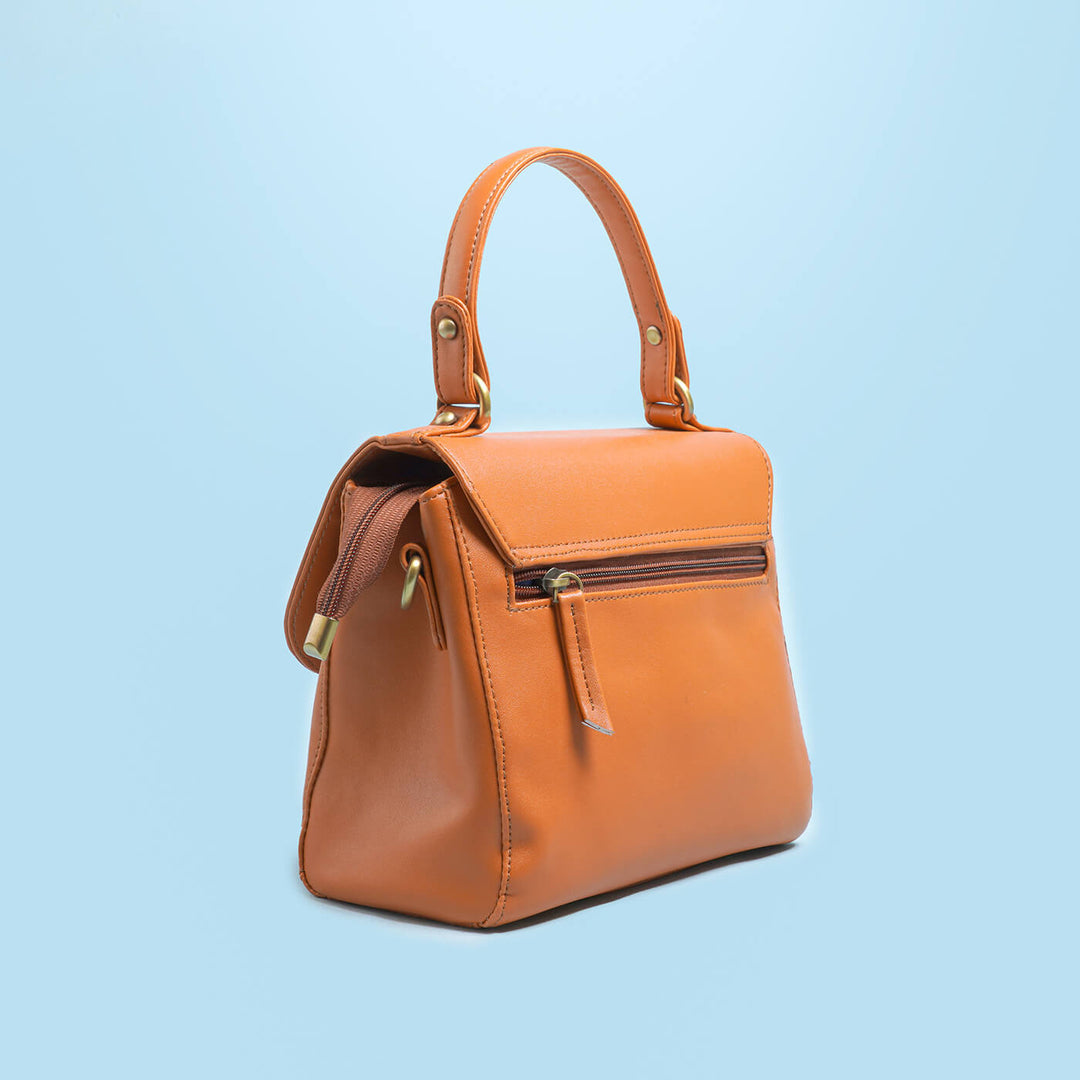 Tan Faux Leather Sling Bag